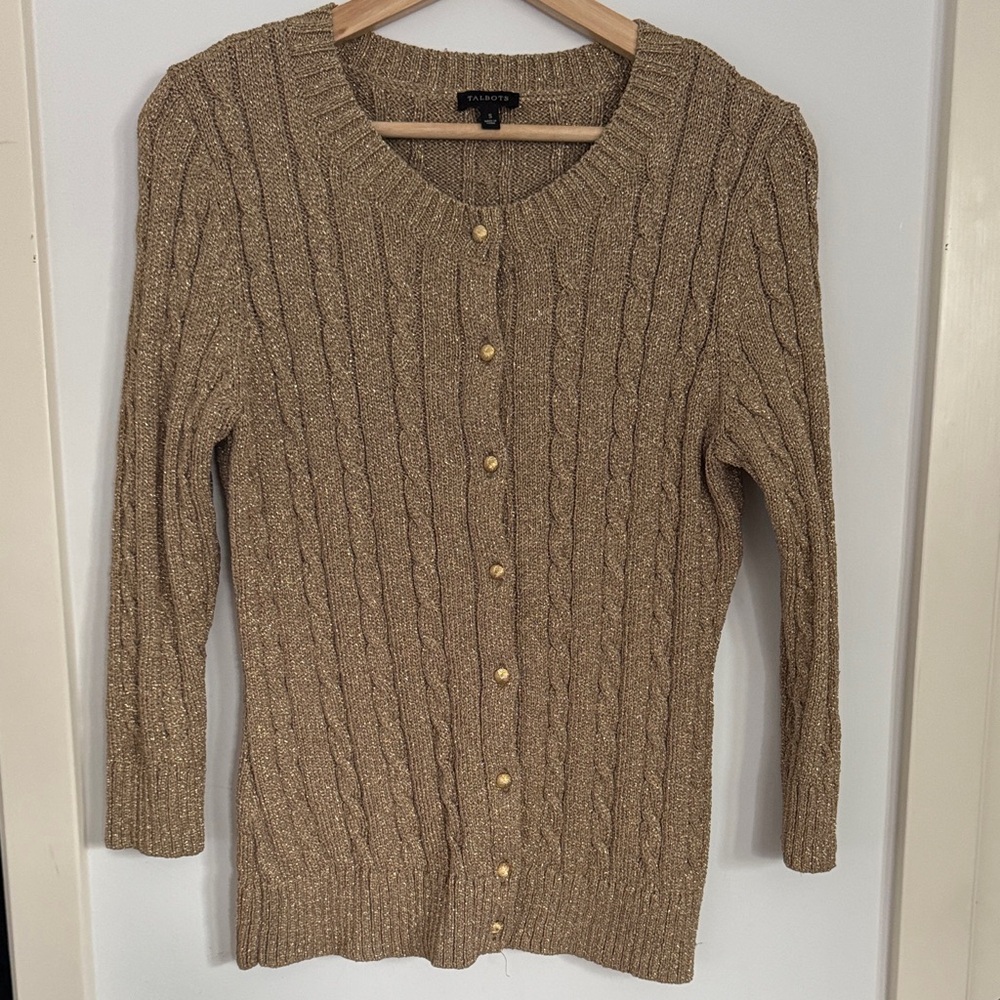 Talbots Gold Cable Knit Cardigan
